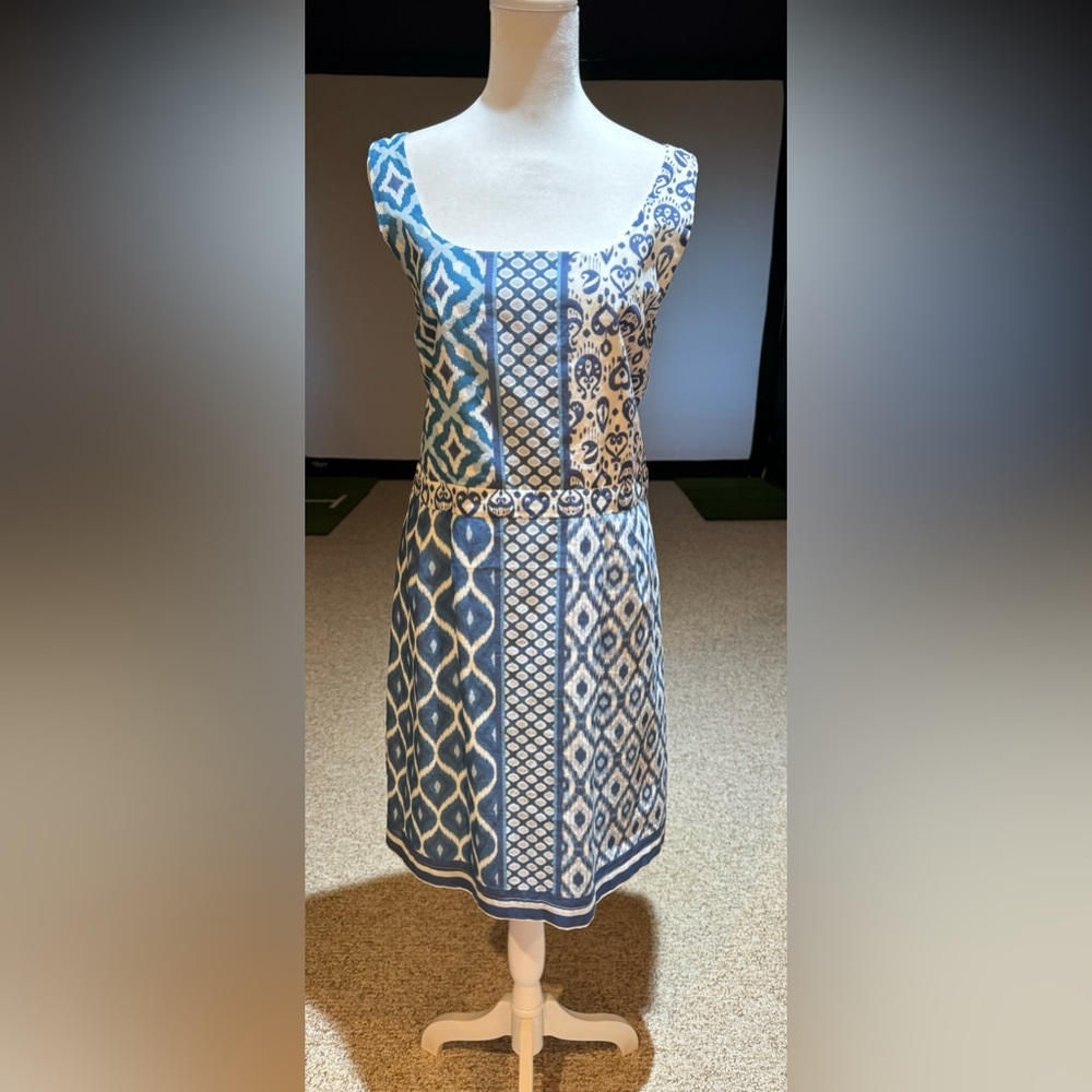NWT Vilagallo Women’s Boutique Sleeveless Dress Blue/White  Europe Size 44 US M - Picture 2 of 10